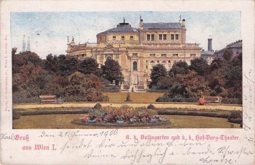 AK Wien, K. k. Volksgarten mit Blick auf Burgtheater