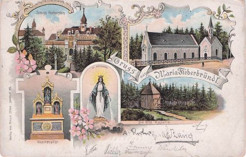 Lithographie Kaibing, Maria Fieberbründl, Gandenalter, Schloß Herberstein, Die alte Kapelle