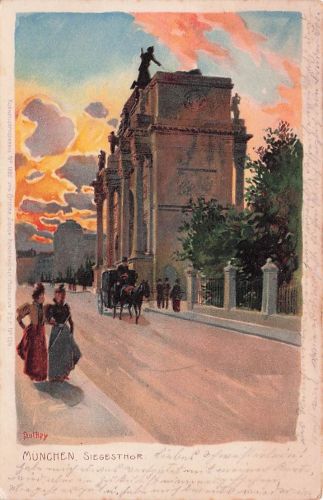 Lithographie Paul Hey: München, Siegesthor