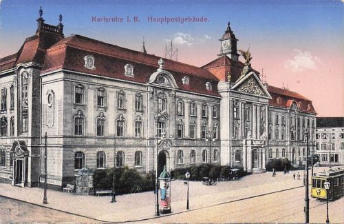 Ansichtskarte Karlsruhe Baden Hauptpostgebaeude