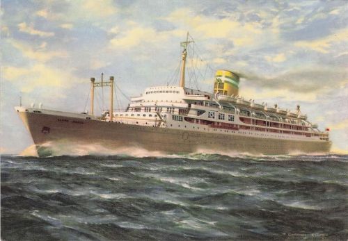 SS Santa Maria @ Sea - Vintage Farbpostkarte - Colonial Navigation Company