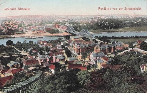 Ak Dresden Blasewitz, Panorama von der Loschwitzhöhe aus, Schwebebahn