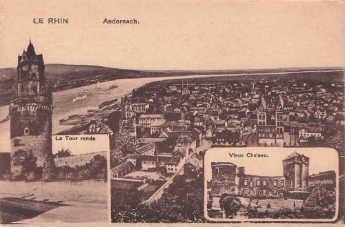AK Andernach, Kurfürstl. Schloss, Runder Turm und Rhein
