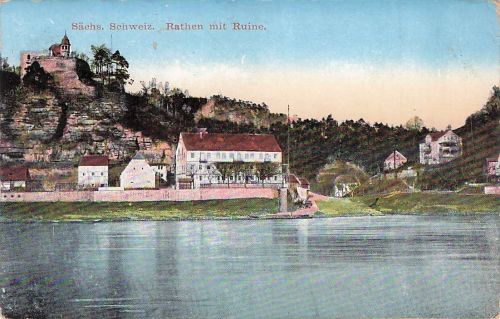 Ansichtskarte Rathen Sächsische Schweiz Sachen Burgruine Künstlerkarte