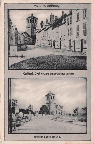 Westarp Str. vor nach der Schießerei Postkarte Feldpostkarte WK1