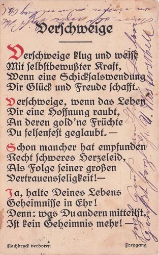 Ansichtskarte Deutsche Treue, Gedicht