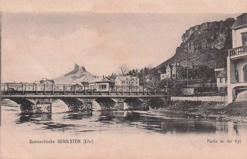 AK Gerolstein /Eifel, Partie an der Kyll, mit der Brücke