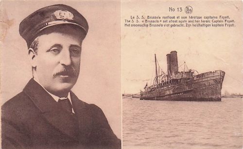 WWI Belgien Belgisches Brüssel SS versenktes Boot und Kapitän 1916