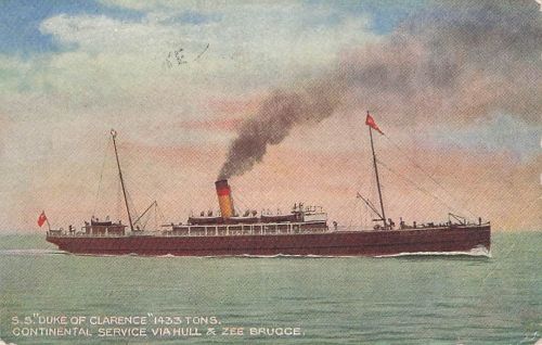 S.S. DUKE OF CLARENCE 1433 TONS, CONTINENTAL SERVICE VIA HULL & ZEE