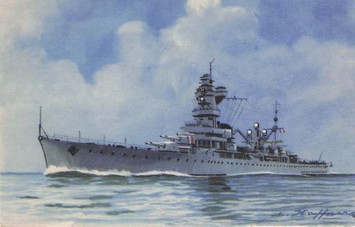 Alte Postkarte Kriegsschiff Kreuzer der 1. Klasse Algerien