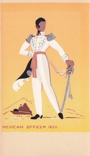 Mexican Officer 1822" Vintage Dubosclard Serigraph Postcard Los Angeles