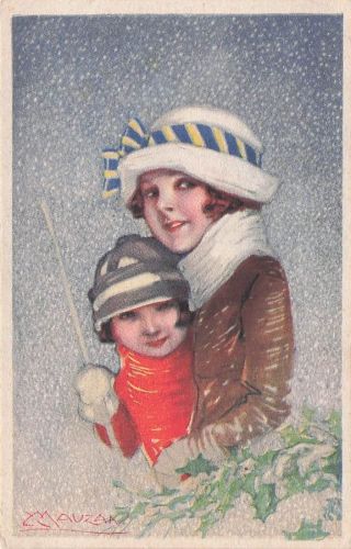 Vintage-Winterillustration = Mauzan