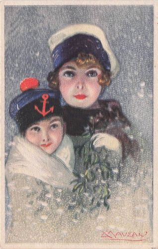 Vintage-Winterillustration = Mauzan