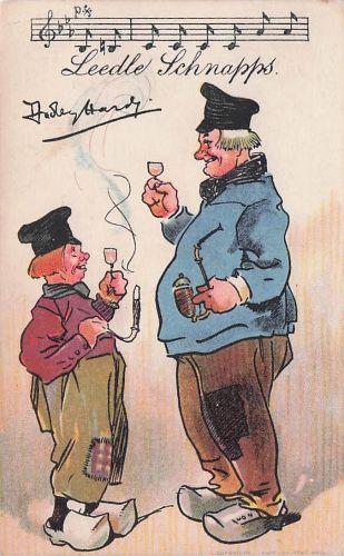 Dudley Hardy Dutch Men Smoke & Drink Sheet Music c1910 Postcard