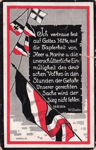 Ich vertraue fest auf Gottes Hilfe..., Zitat Kaiser Wilhelm II.