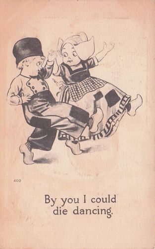 Dutch Children Comic Postcard Antique 1910s By You I Could Die Dancing