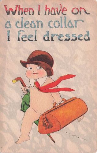 Comic Old PC-Naked Little Boy Feels Dressed When has on a Clean Collar
