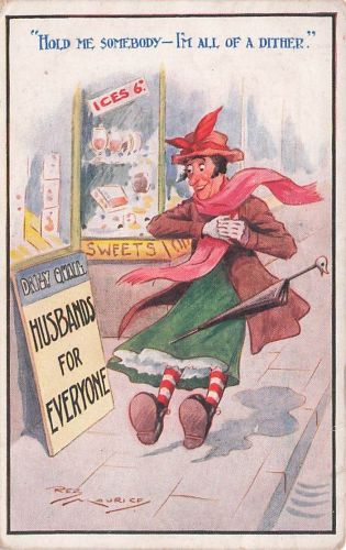 POSTCARD REG MAURICE HUSBANDS FOR EVERYONE COMIC ARTIST
