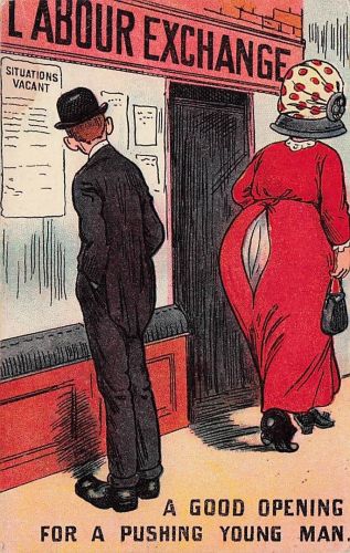 Labour Exchange Job Vacancies Old Comic Postcard