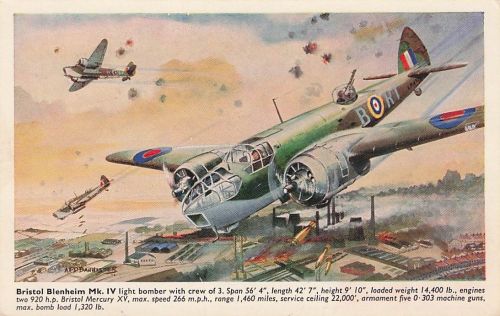 VINTAGE Bristol Blenheim MK. IV Light Bomber Postcard Bomber With Crew Speed