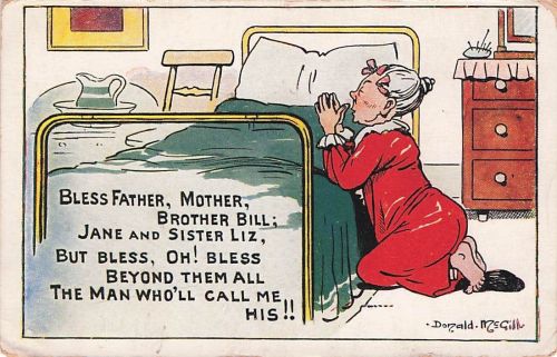 Carte Postale Donald Mcgill Vieux FEMME DE CHAMBRE Prière