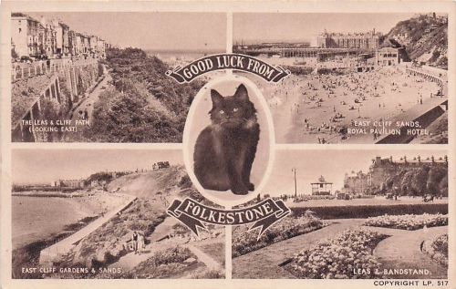 Good Luck From Folkstone, Great Britain - Vintage Postcard