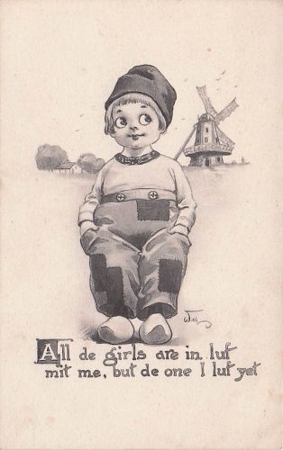 1912 Artist Postcard By: Wall, Little Dutch Boy In