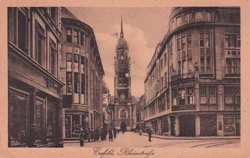 AK Krefeld, Café Bristol in der Rheinstrasse