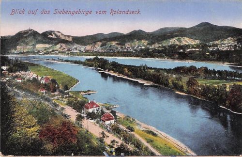 Ansichtskarte Bonn Rhein Fliegeraufnahme mit Drachenfels