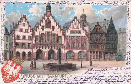 Lithographie Alt-Frankfurt, Blick auf den Römer