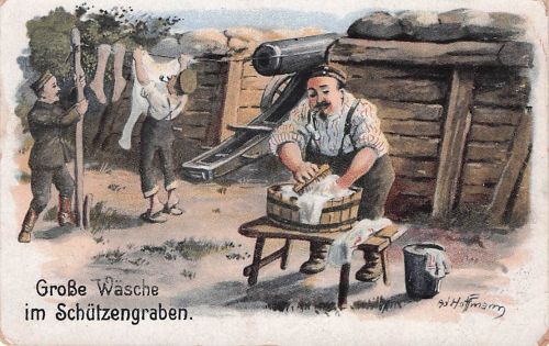 Künstler AK Ad. Hoffmann Große Wäsche im Schützengraben