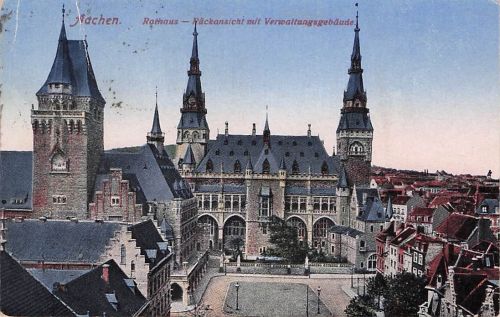 AK / Ansichtskarte Aachen Rathaus Rueckseite Kat. Aachen