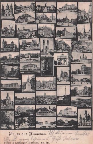 Gruss Aus München Deutschland Mehrfach-Ansicht & Stempel Postkarte