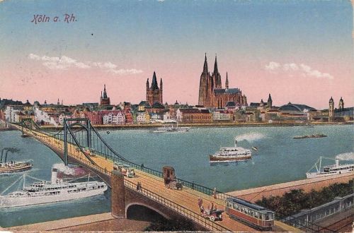 Ak Köln am Rhein, Dom, Dampfer, Brücke, Straßenbahn
