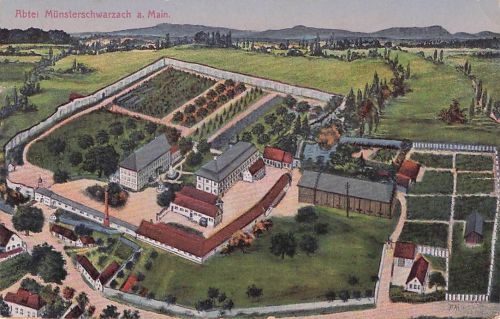 SCHWARZACH, Abtei Münsterschwarzach, Luftansicht, 1918
