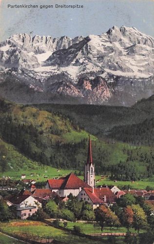 Deutschland Partenkirchen gegen Dreitorspitze Vintage Postkarte