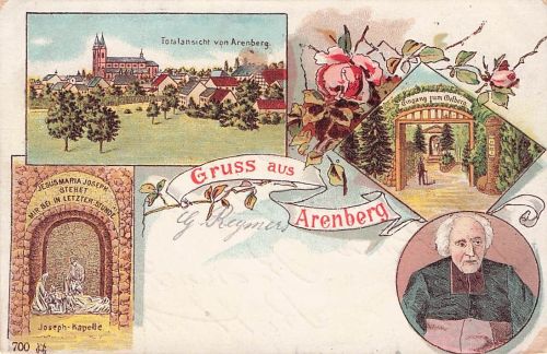 Lithographie Arenberg, Totalansicht, Eingang zum Oelberg