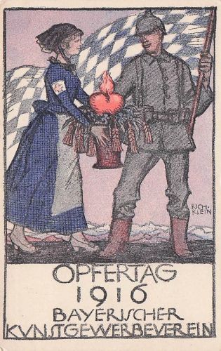 Künstler Ak Klein, Richard, Opfertag 1916, Bayerischer Kunstgewerbeverein