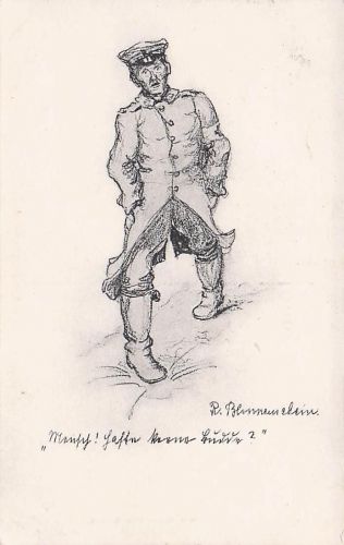 Künstler-AK Soldat mit krummen Beinen