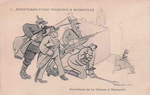 Künstler-AK sign. I. Cassan: Marseille, Les Aventures d`une Tigresse,