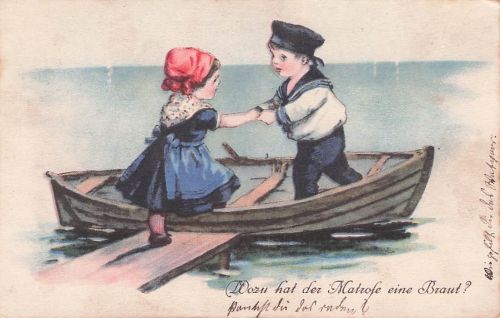 AK Wozu hat der Matrose eine Braut?, kleiner Matrose und Schiff