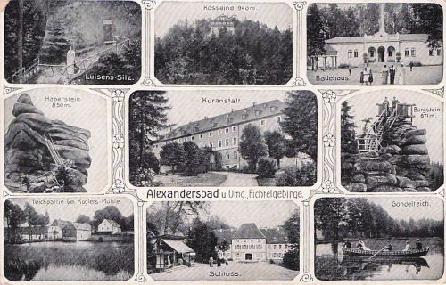 AK Alexandersbad / Fichtelgeb., Luisens-Sitz, Kuranstalt, Schloss,