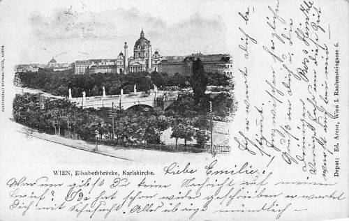 WIEN, Elisabethbrücke, Karlskirche.