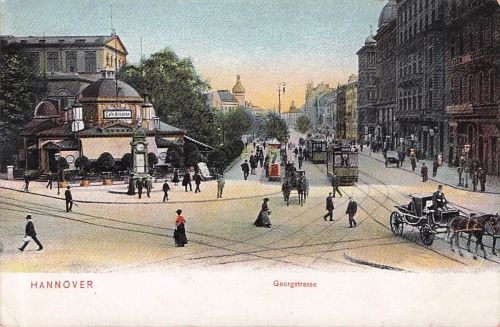 HANNOVER, Georgstrasse, Droschken, Strassenbahn, 1906