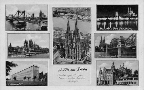 Ak Köln am Rhein Hindenburgbrücke Universität 1939