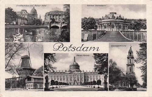 AK Potsdam, Stadtschloss und Palast-Hotel, Schloss Sanssouci,