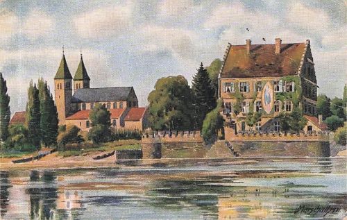 Ansichtskarte Reichenau (Bodensee) Insel Reichenau Niederzell und Bürgl 1928