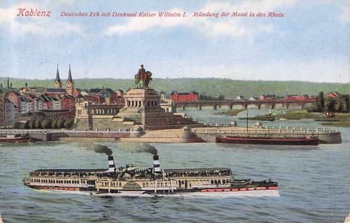Rheindampfer am Deutschen Eck Koblenz * ca. 1910