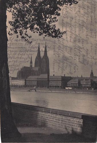 Köln vom Messegelände: vor dem Dom die Reichsbahn-Direktions-Gebäude