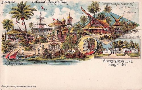 Litho AK Berlin MB Colonial Ausstellung Guinea DSWA 1896